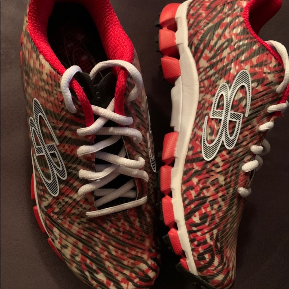 Like New turf sneakers!  BOOMBAH. red with black and white lace up.
